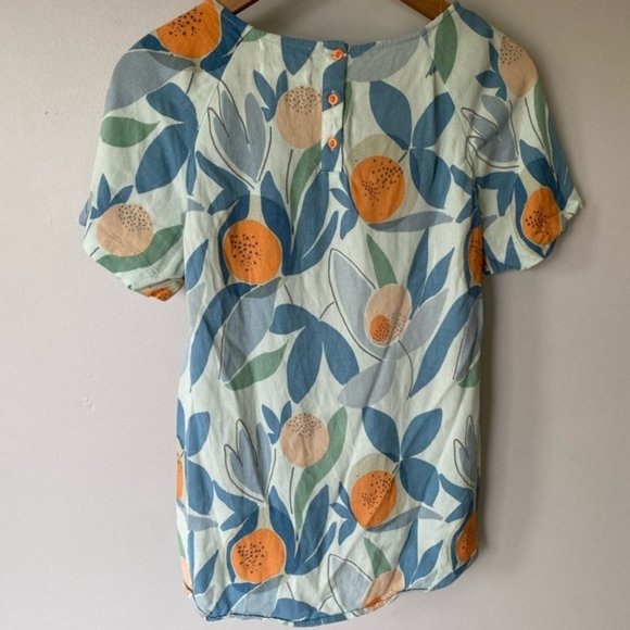 WHITE Stuff peach retro boho design short sleeve top - Picture 7 of 10